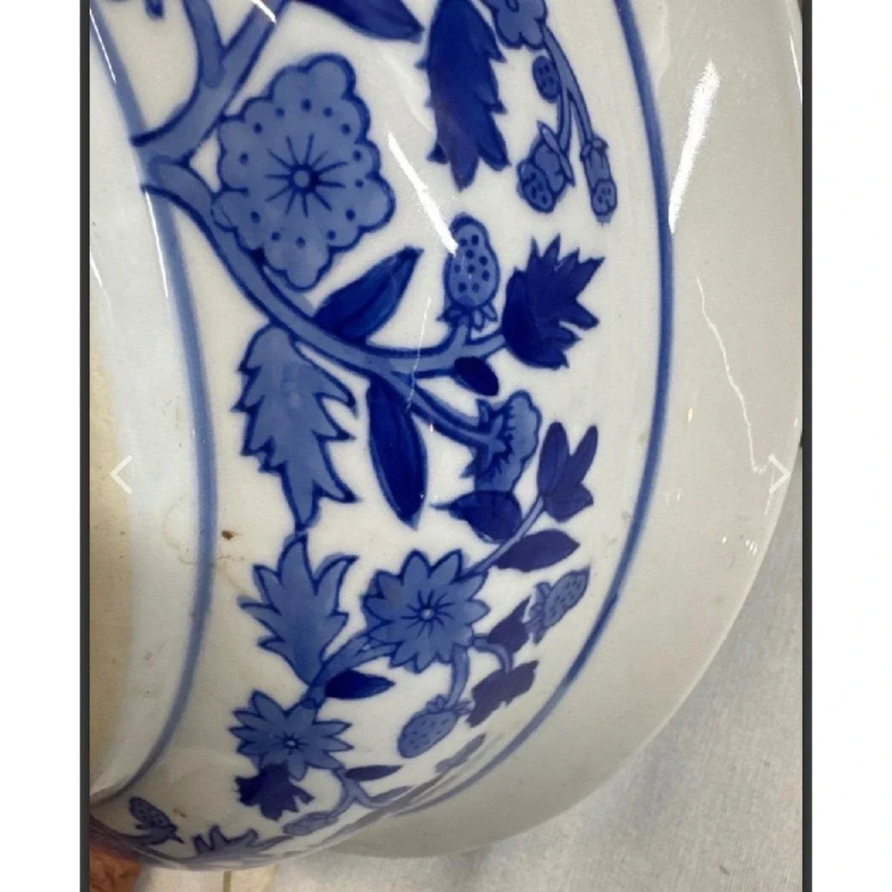 Chinese export punch bowl porcelain blue & white 11.5